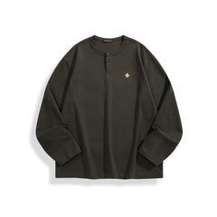 Men's Embroidered Henley Long-Sleeve T-Shirt