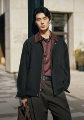 Men's Oversized Utility Jacket with Contrast Collar