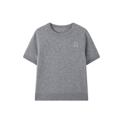 Women's Pure Wool Crewneck Short-Sleeve Knit Top