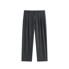 Men's Pleated Straight-Leg Fleece-Lined Suit Pants
