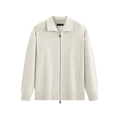 Men's Textured Jacquard Zip Cardigan