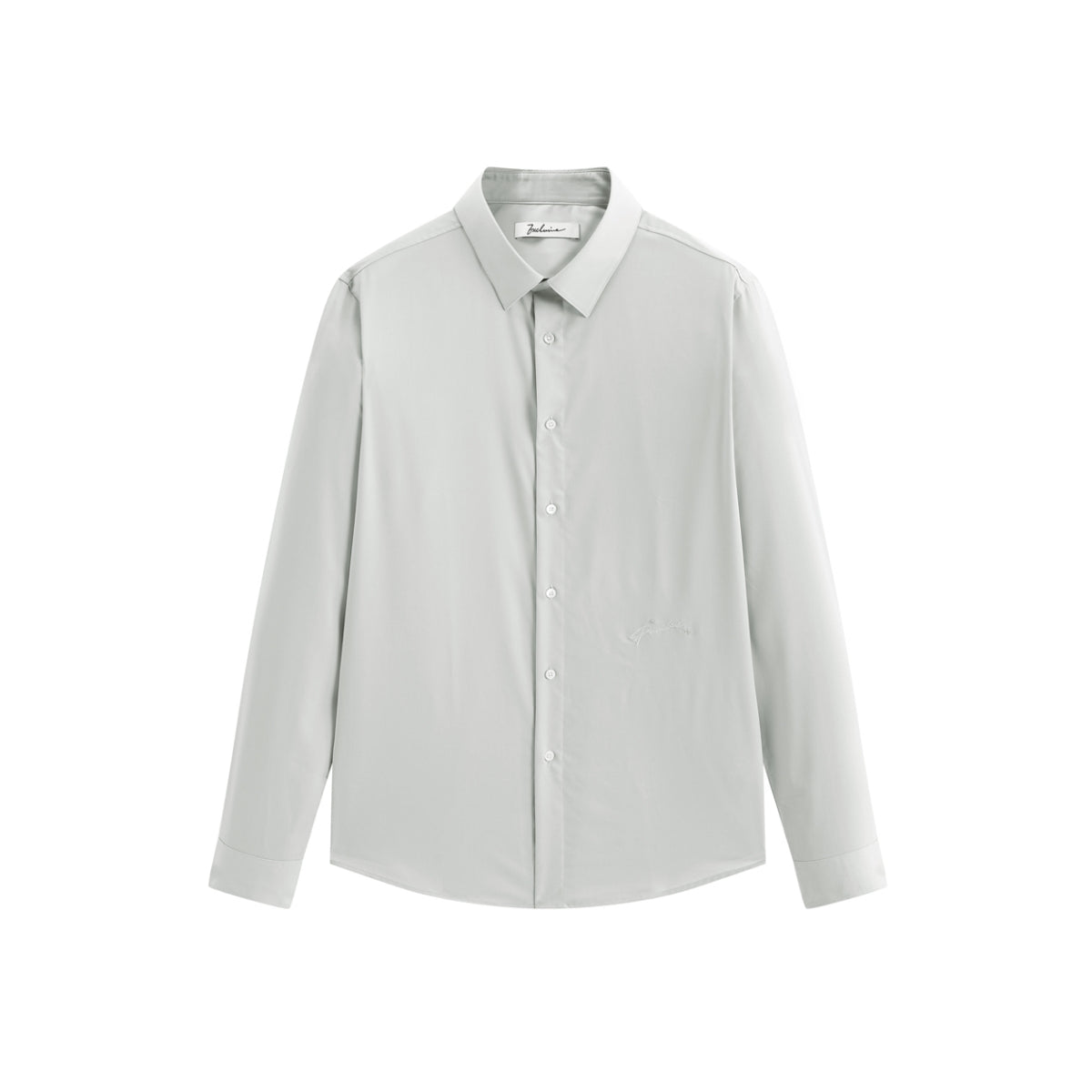 Men's Gray Embroidered Long-Sleeve Shirt