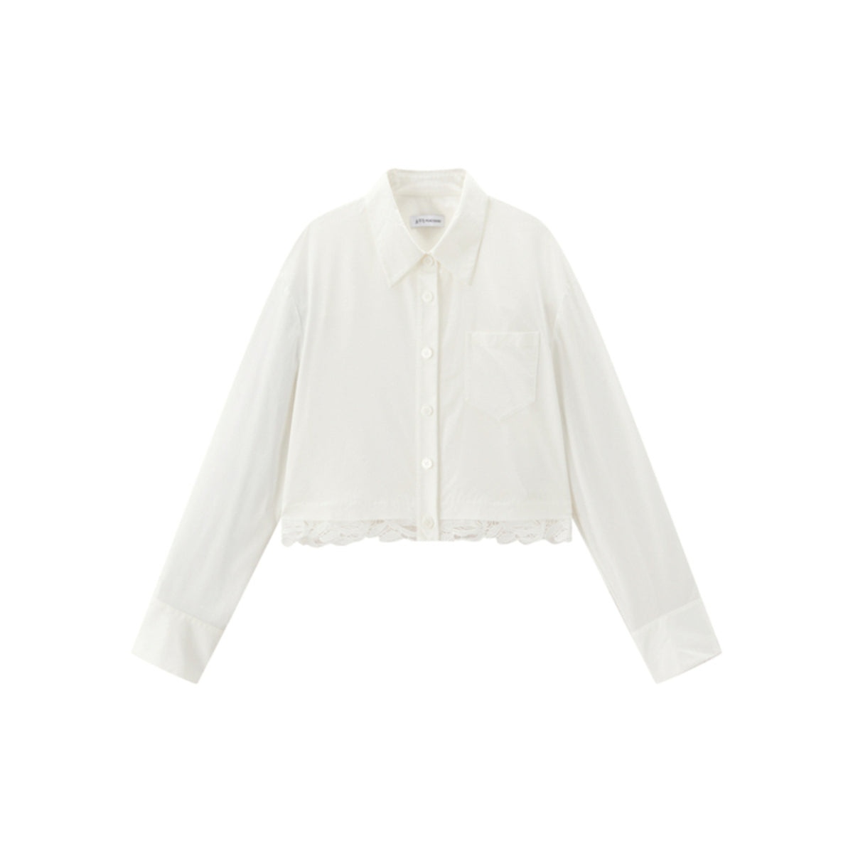 Women's Cropped Shirt with Lace Panels