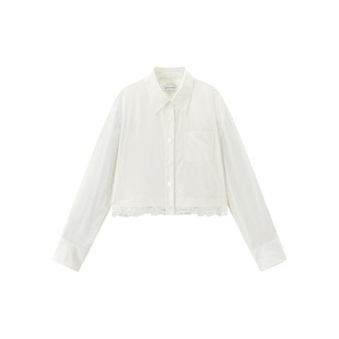 Women's Cropped Shirt with Lace Panels