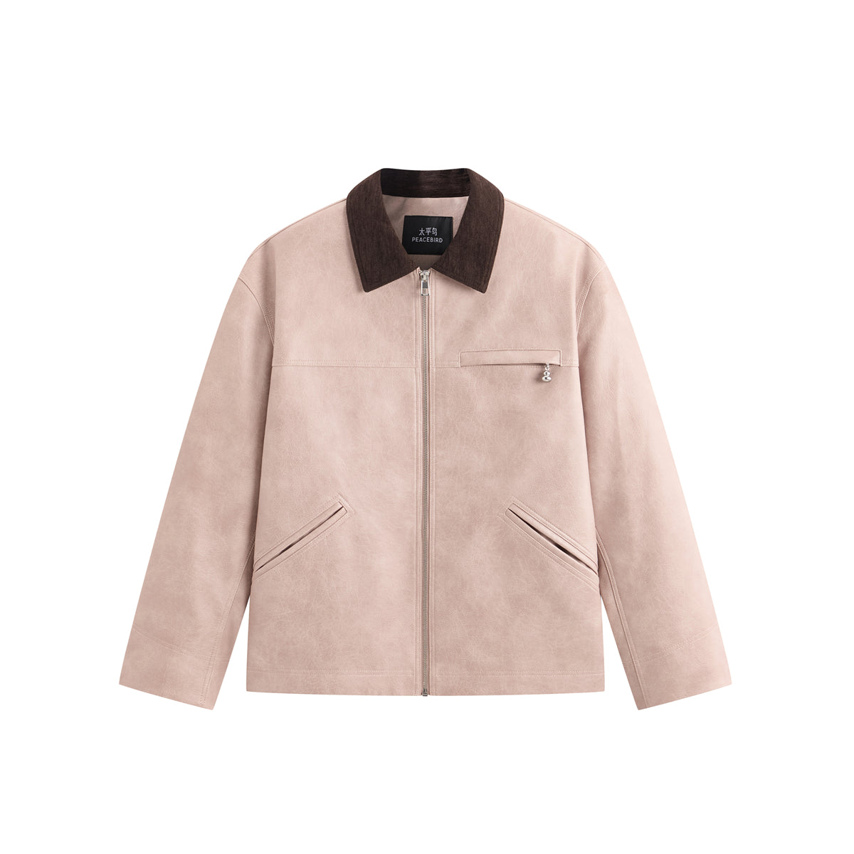 Men's Contrast Textured PU Jacket