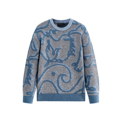 Men's Vintage Contrast-Pattern Pullover