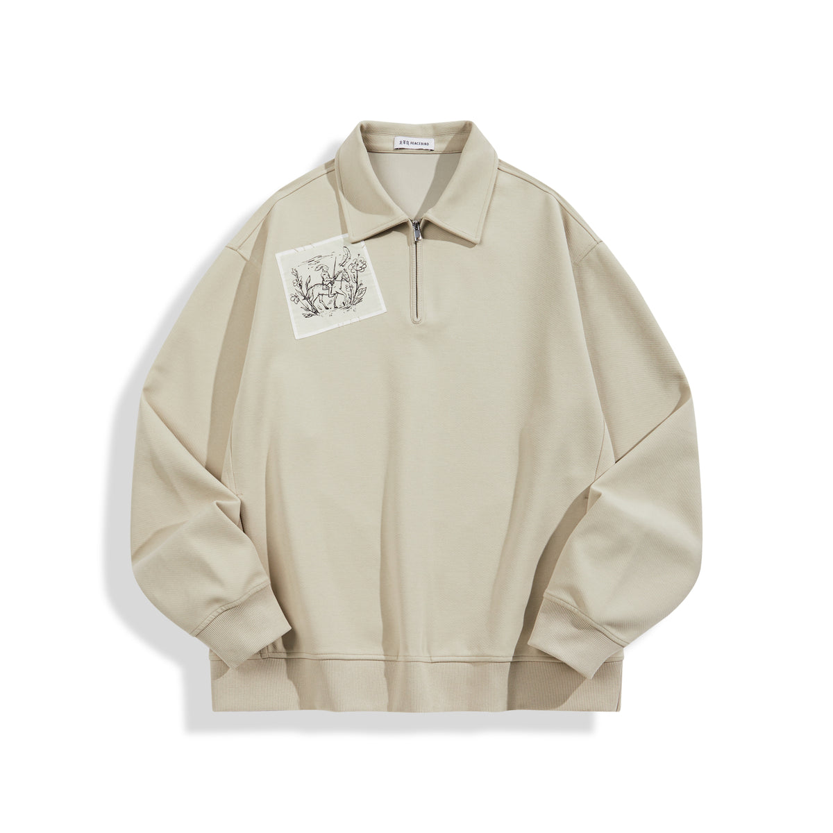 Men's Patch-Detail Textured Half-Zip Sweatshirt