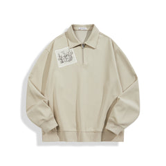 Men's Patch-Detail Textured Half-Zip Sweatshirt