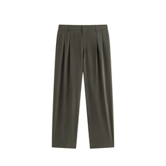 Men's Pleated Wide-Leg Fleece-Lined Suit Pants