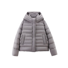 Women's Solid Quilted Oversized Hooded Down Jacket