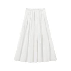Women's White Pleated A-Line Skirt
