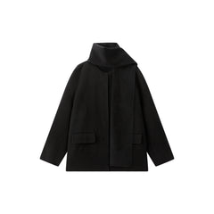 Women's Short Cashmere Coat with Scarf