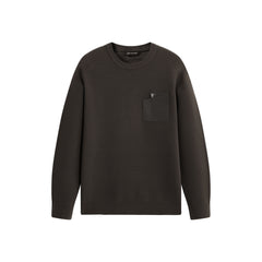 Men's Solid Knit Sweater with PU Pocket