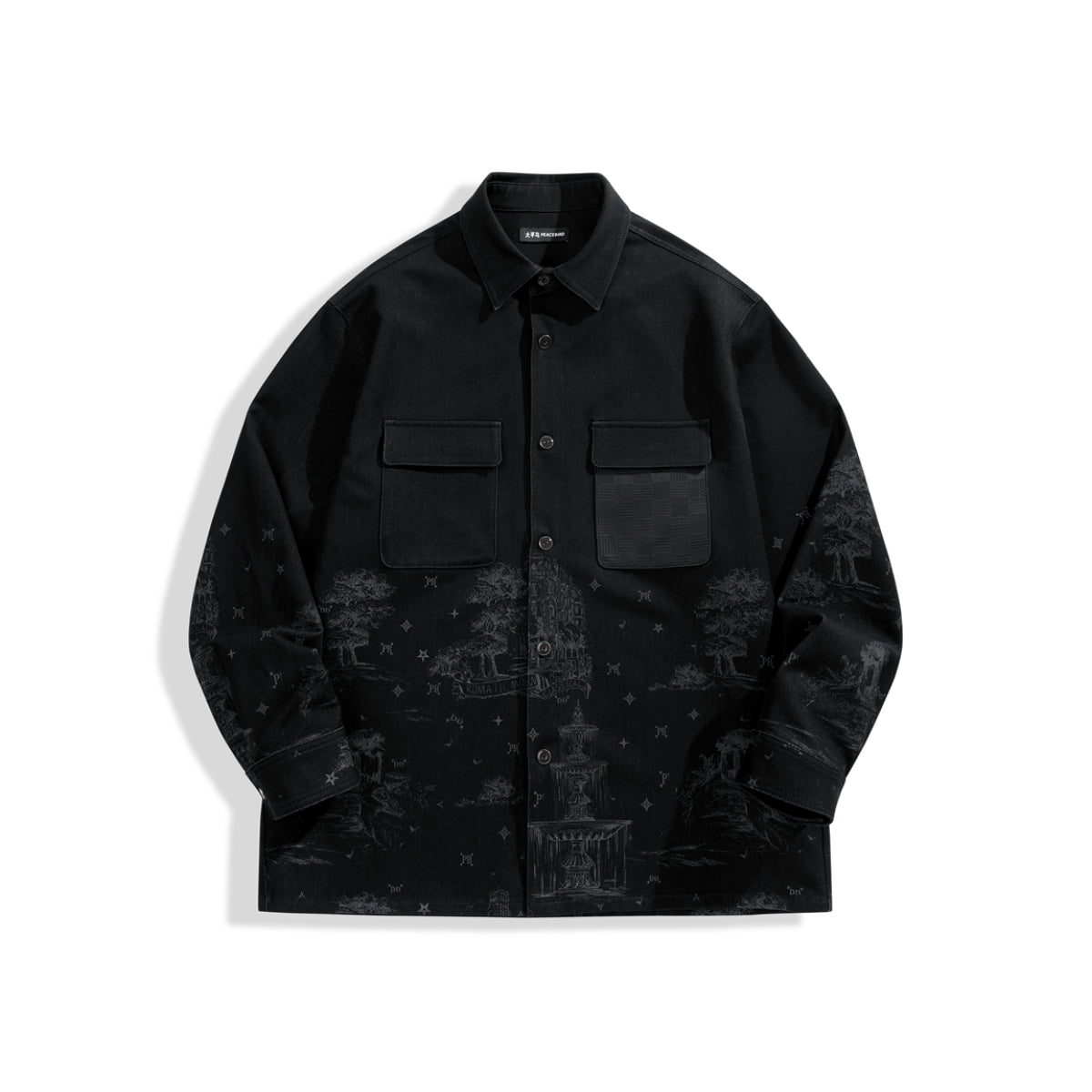 Men's Printed Denim Shirt