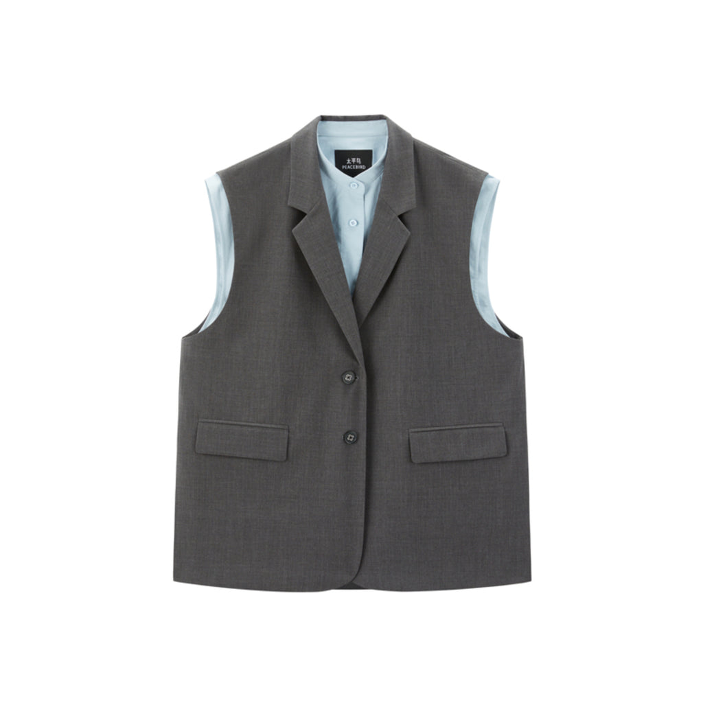 【Miripon.】 Frill tailored vest / gray KIC_140-5052-00281-114_model1.