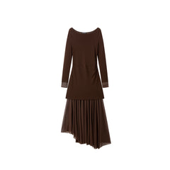 Women's Wool Blend Knit Dress with Mesh Panels