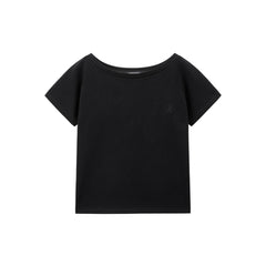 Women's Embroidered Boat-Neck T-Shirt