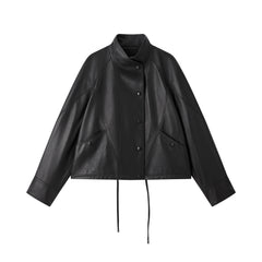 Women's Lambskin Stand-Collar Moto Jacket