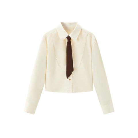 *US Final Sale* Women's Cotton Drop-shoulder Crop Shirt