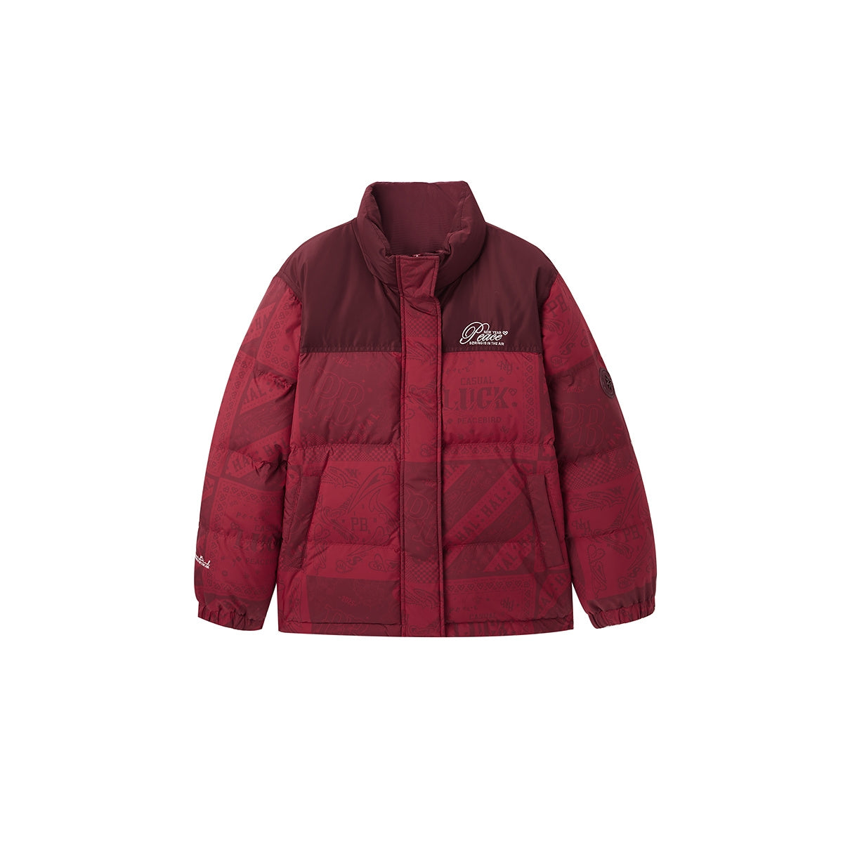 Women's Red Pattern Puffer Jacket