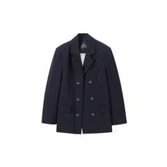 Women's Navy Blue Double-Breasted Blazer