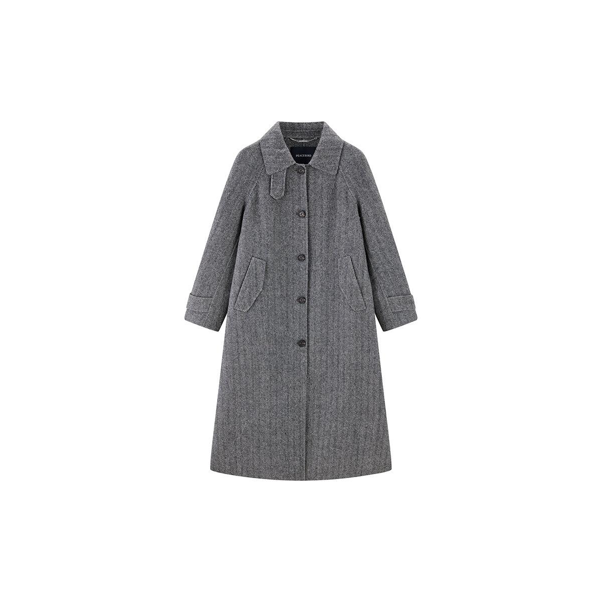 Women's Turn-down Collar Long Wool Coat