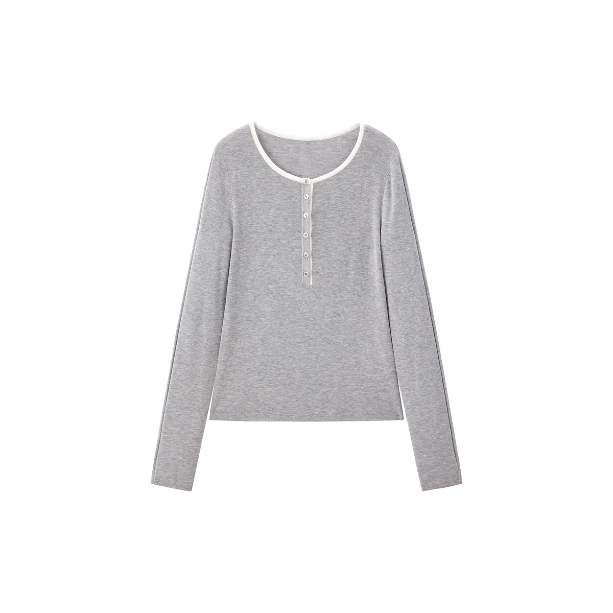 Women's Contrast-Trim Henley Knit Top