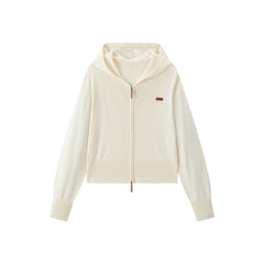 Women's Cropped Dual-Zip Hooded Cardigan