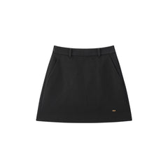 Women's Black Brushed A-Line Mini Skirt