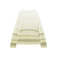 Women's Semi-Sheer Ombre Stripe Knit Pullover