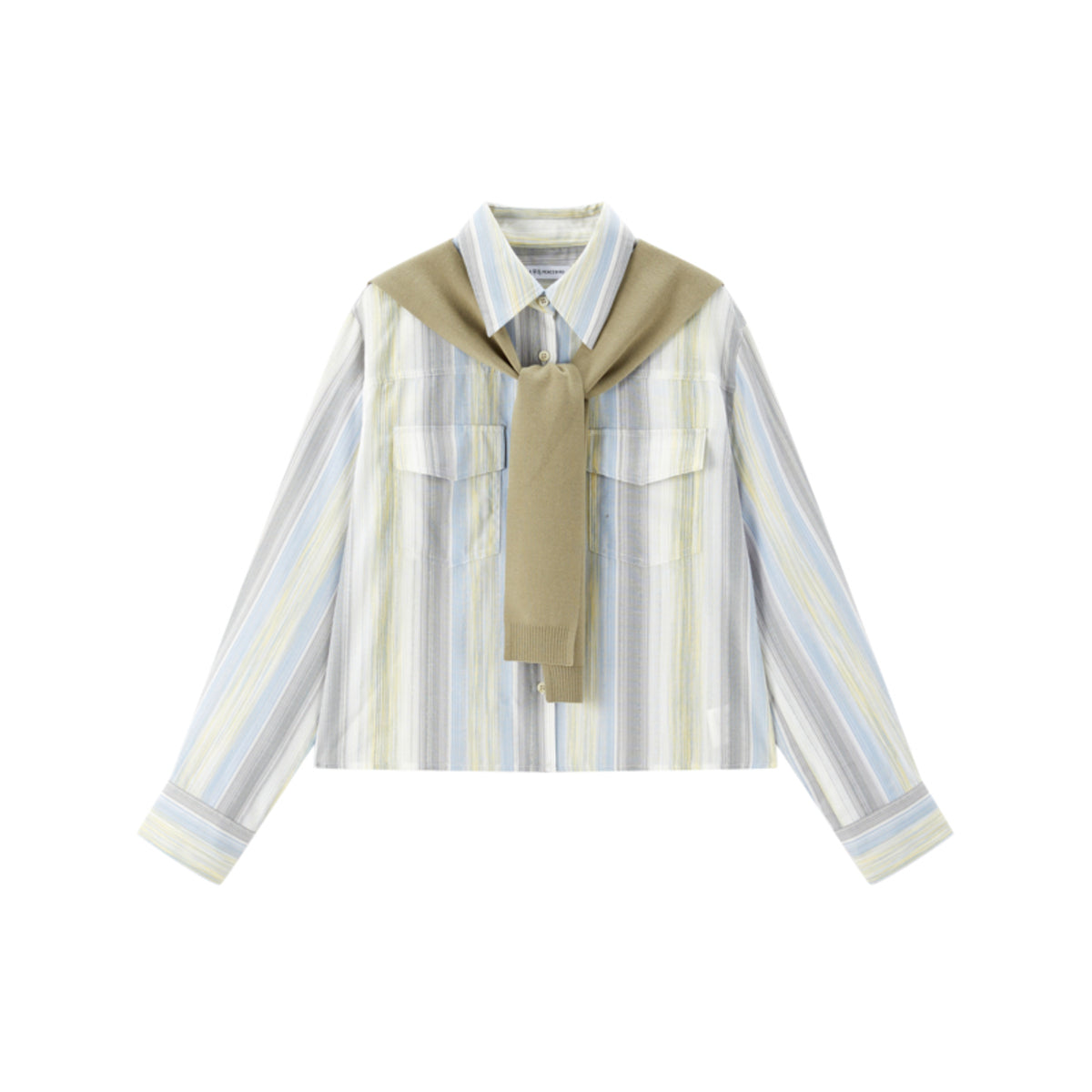 Women's Striped Shirt with Detachable Cape