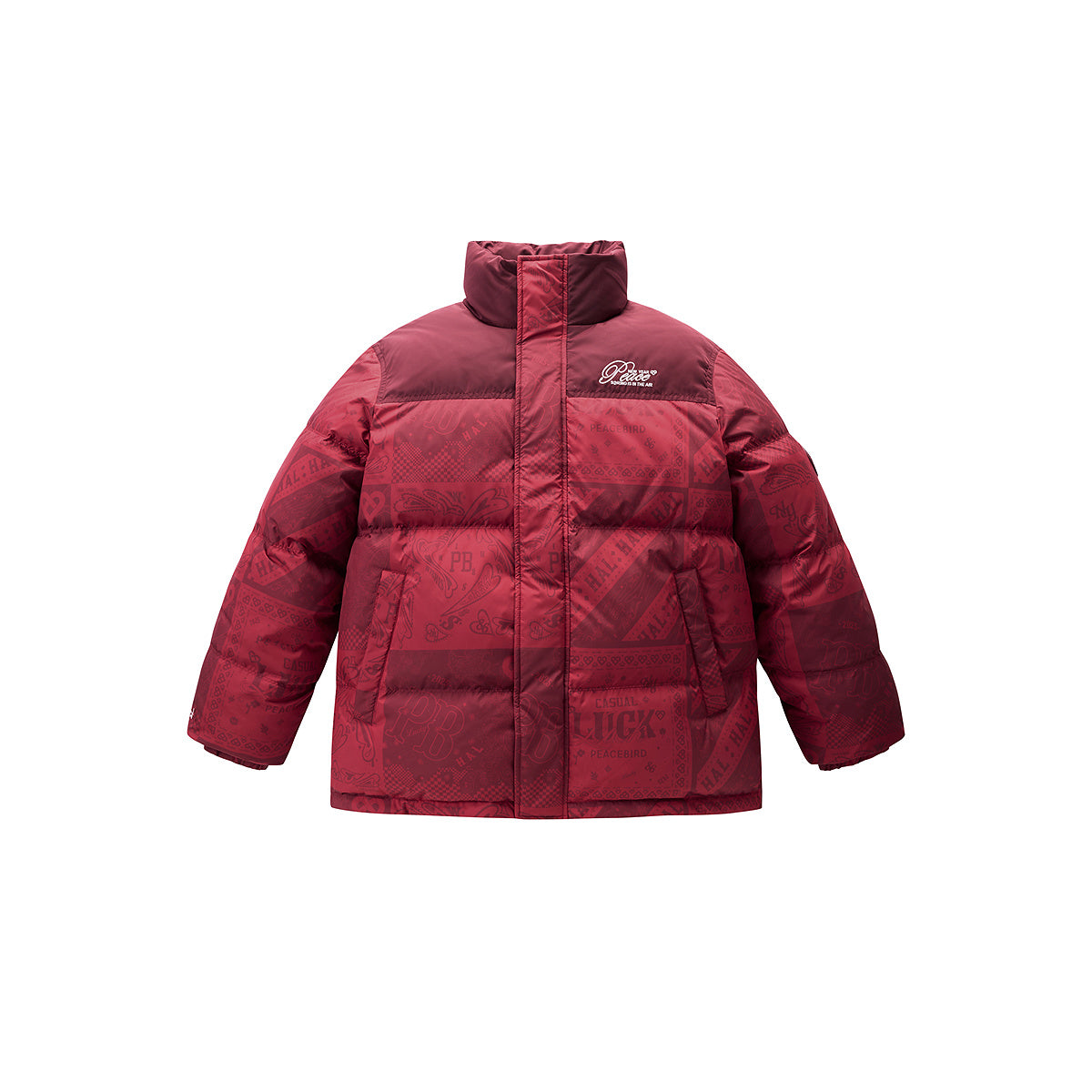 Men's Red Pattern Puffer Jacket