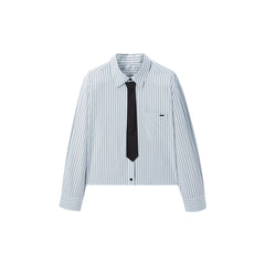 Women's Striped Shirt with Detachable Tie