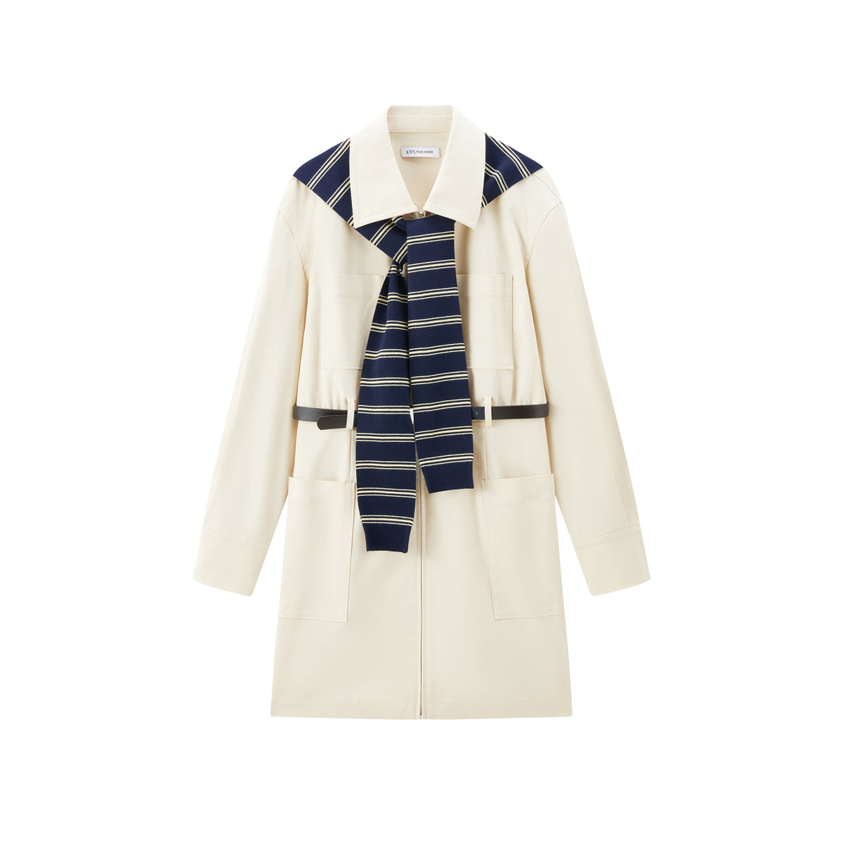 Women's Shirt Dress with Detachable Shawl