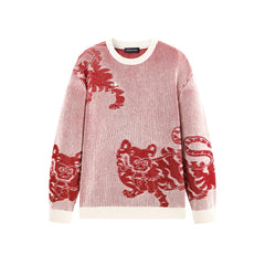 Men's Chinese-Inspired Contrast Jacquard Sweater
