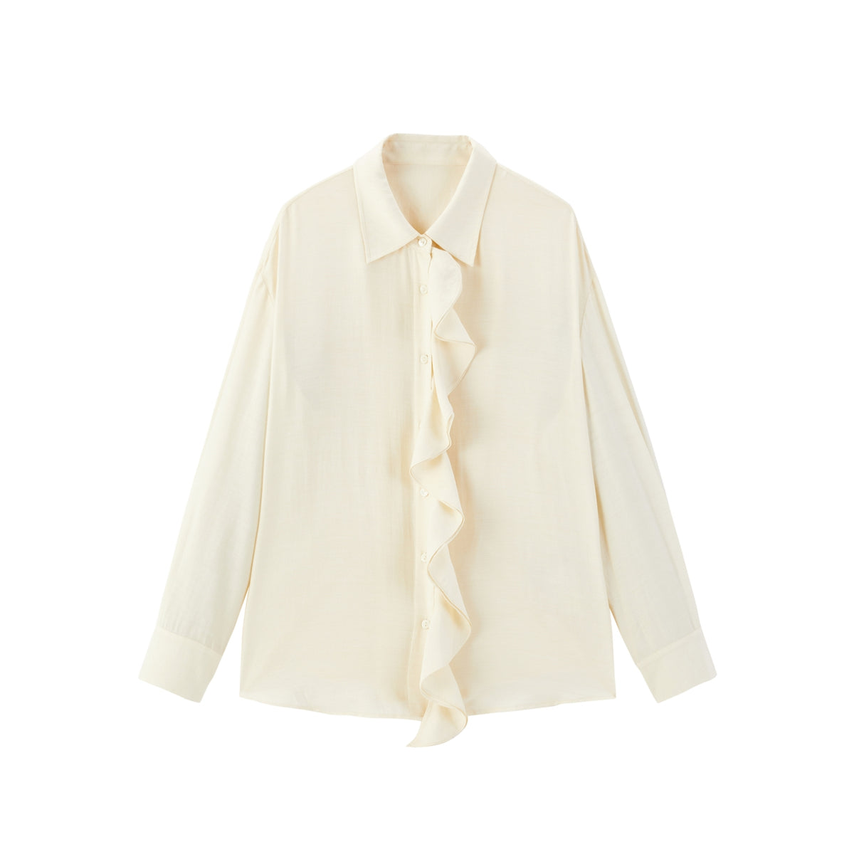 Women's Shirt with Detachable Ruffle Trim
