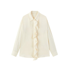 Women's Shirt with Detachable Ruffle Trim