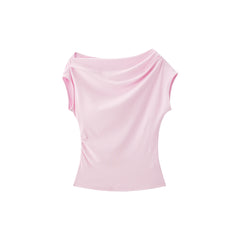 Women's Solid Drape-Neck Slim-Fit Tee