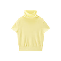Women's Wool-Blend Drape-Neck Short-Sleeve Knit Top