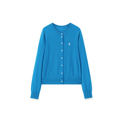 Women's Wool-Blend Knit Cardigan with Contrast Accents