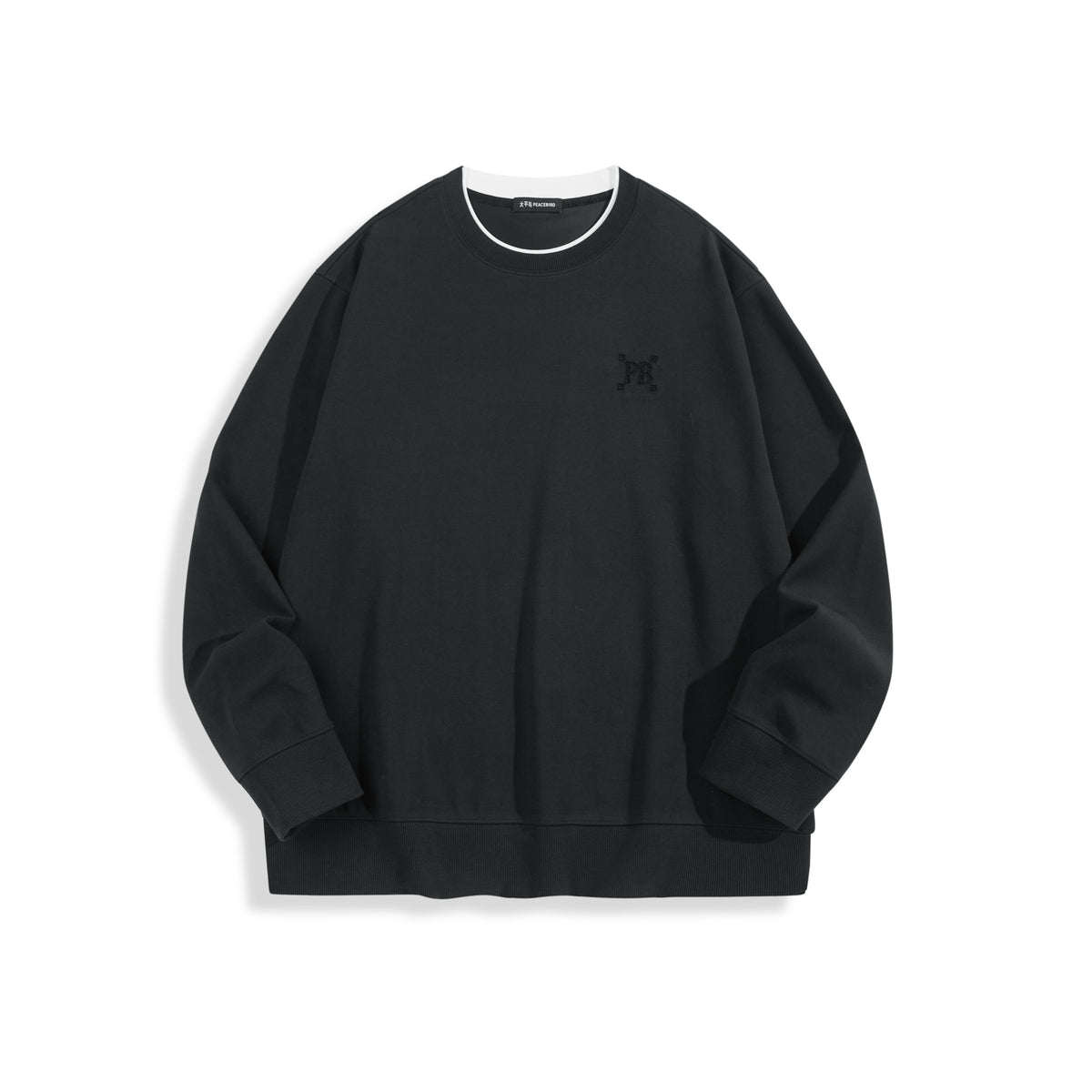 Men's Contrast-Collar Sweatshirt with Back Embroidery