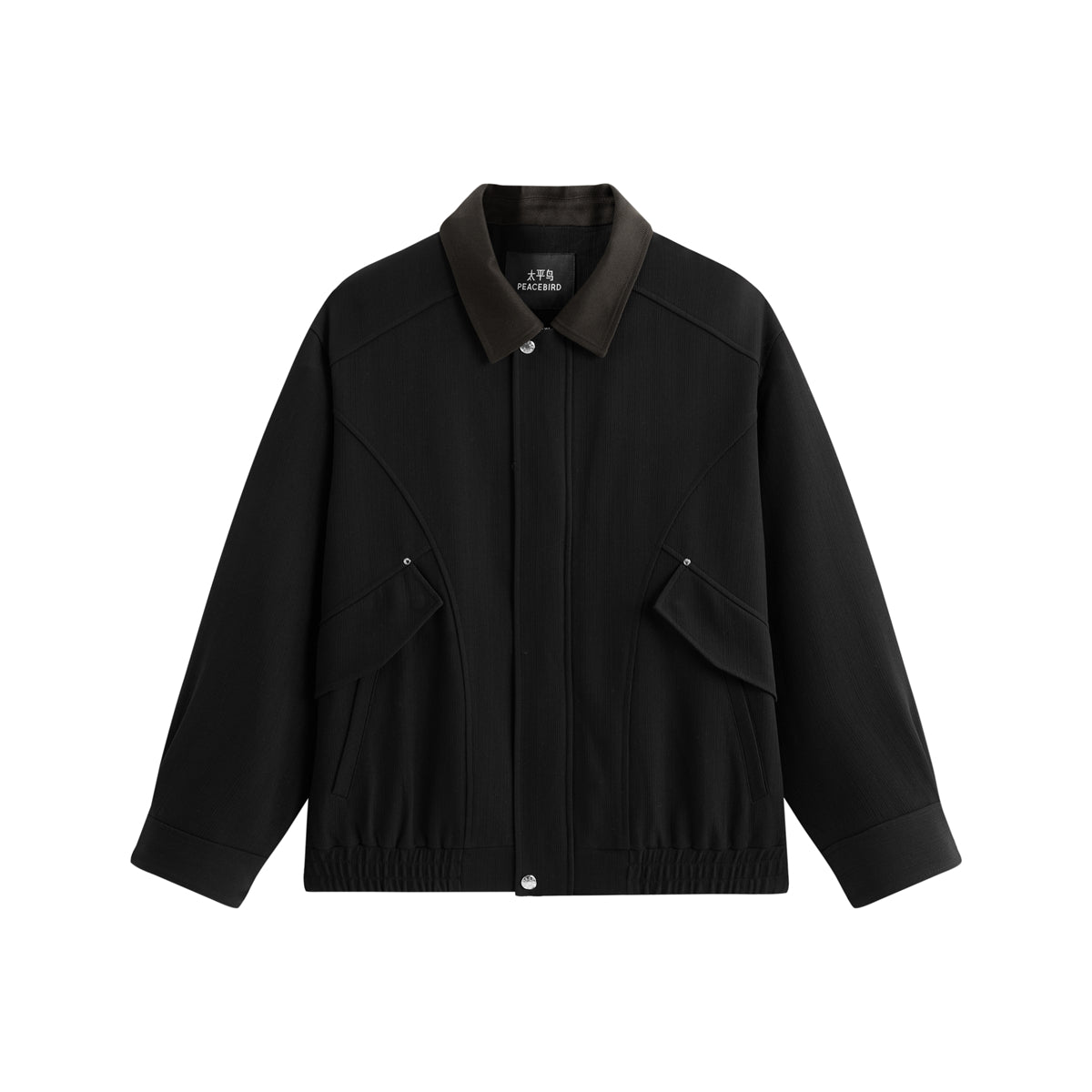 Men's Oversized Utility Jacket with Contrast Collar