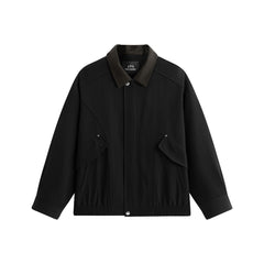 Men's Oversized Utility Jacket with Contrast Collar