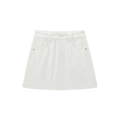 Women's White A-Line Denim Mini Skirt
