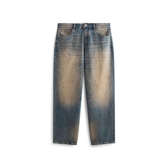 Men's Vintage Contrast Straight Jeans