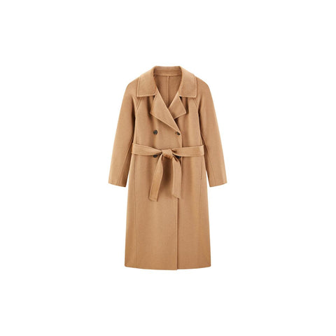 Peacebird Women *US Final Sale* Women's Camel Belted Wool Coat