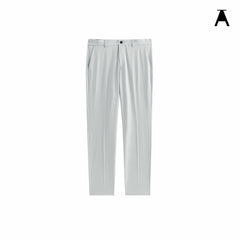 Men's Gray Textured Straight-Leg Pants