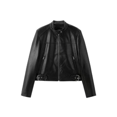 Women's Cropped Moto-Style PU Jacket