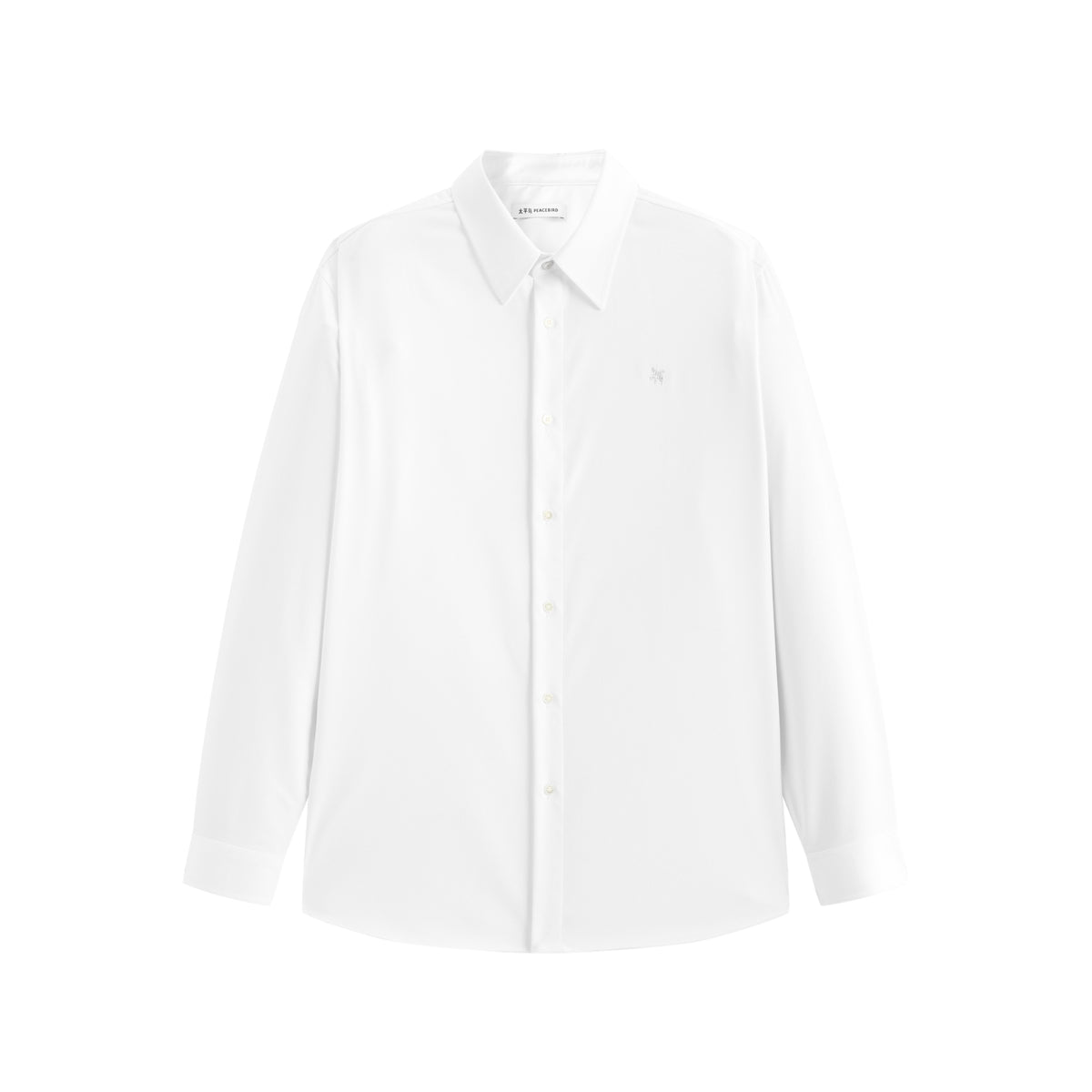 Men's Slim-Fit Solid Shirt with Embroidery