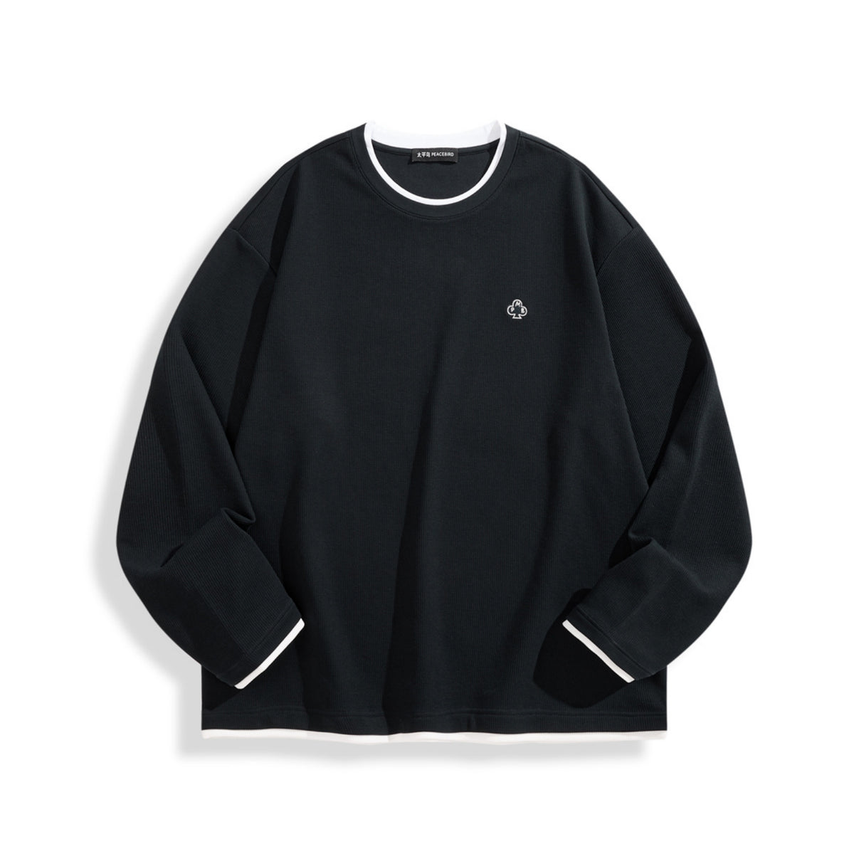 Men's Layered-Look Embroidered Waffle T-Shirt